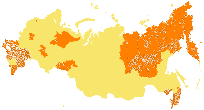 регионы и населенные пункты, обновленные в новой версии геоданных RuMap
